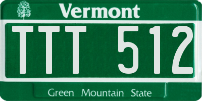 VT license plate TTT512