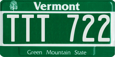 VT license plate TTT722