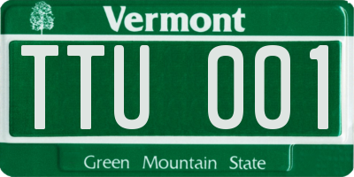VT license plate TTU001
