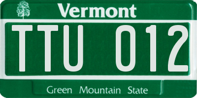 VT license plate TTU012