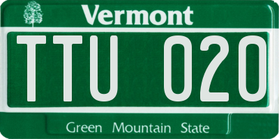 VT license plate TTU020