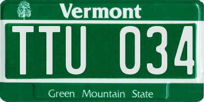 VT license plate TTU034