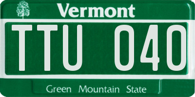 VT license plate TTU040