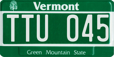 VT license plate TTU045