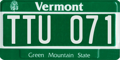 VT license plate TTU071