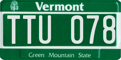 VT license plate TTU078
