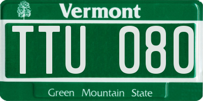 VT license plate TTU080