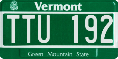 VT license plate TTU192