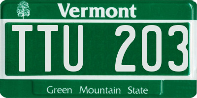 VT license plate TTU203