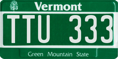 VT license plate TTU333