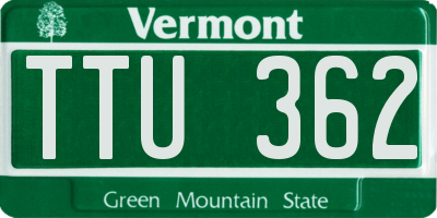 VT license plate TTU362