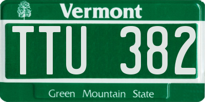 VT license plate TTU382