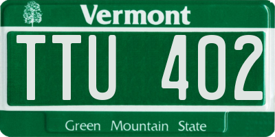 VT license plate TTU402