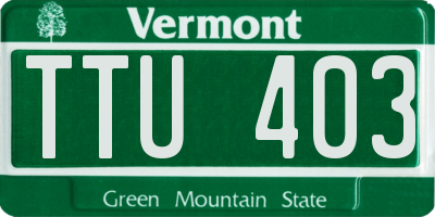 VT license plate TTU403
