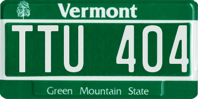 VT license plate TTU404
