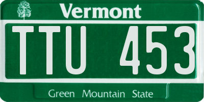 VT license plate TTU453