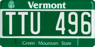 VT license plate TTU496