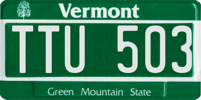 VT license plate TTU503