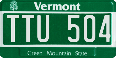 VT license plate TTU504