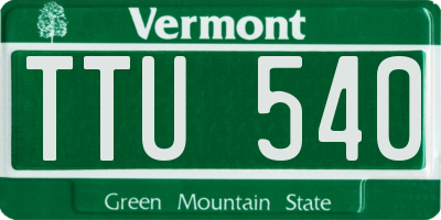 VT license plate TTU540