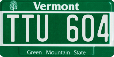 VT license plate TTU604