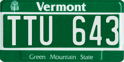 VT license plate TTU643
