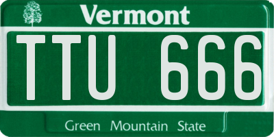 VT license plate TTU666