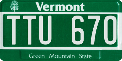 VT license plate TTU670