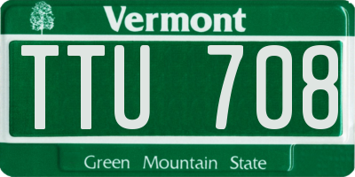 VT license plate TTU708