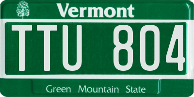 VT license plate TTU804
