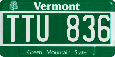 VT license plate TTU836