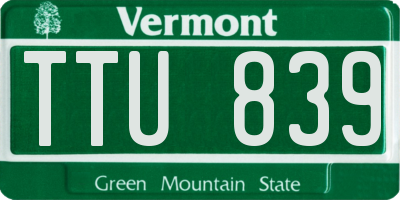 VT license plate TTU839