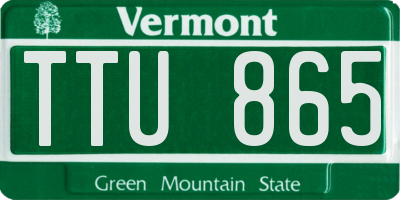 VT license plate TTU865
