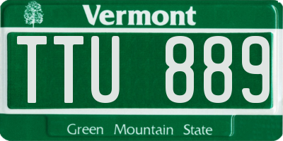 VT license plate TTU889