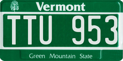 VT license plate TTU953