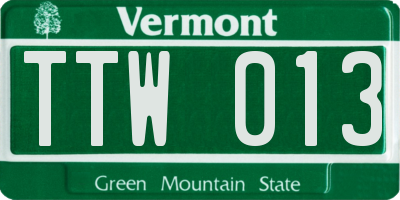 VT license plate TTW013