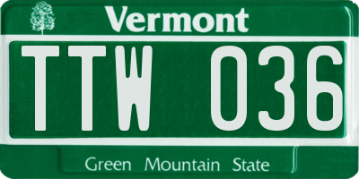 VT license plate TTW036