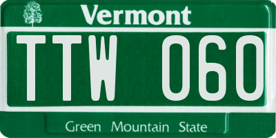 VT license plate TTW060