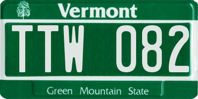VT license plate TTW082