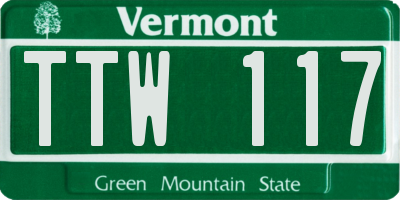VT license plate TTW117
