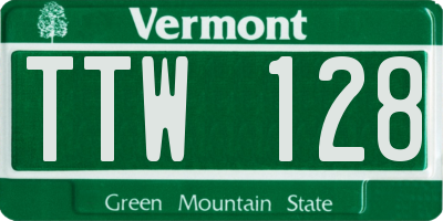 VT license plate TTW128