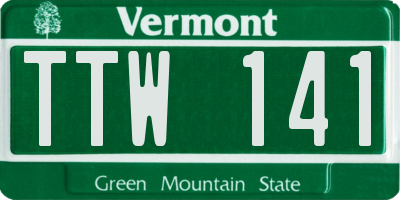 VT license plate TTW141