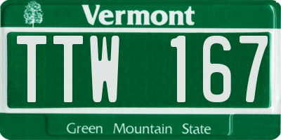 VT license plate TTW167
