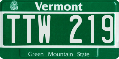 VT license plate TTW219