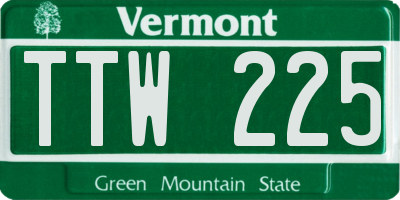 VT license plate TTW225