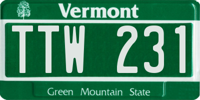 VT license plate TTW231