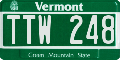 VT license plate TTW248