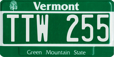 VT license plate TTW255