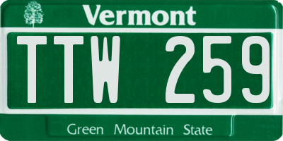 VT license plate TTW259