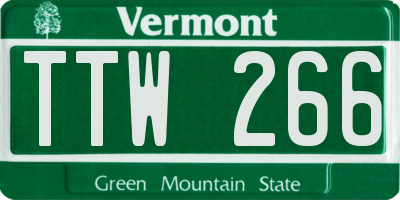 VT license plate TTW266
